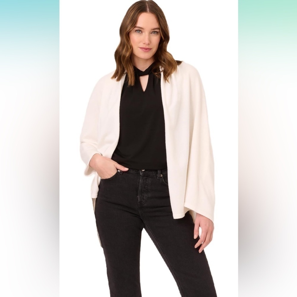 Adrianna Papell Women's Classic S'HUG® Sweater Tunnel Sleeves Ivory Size XS/S